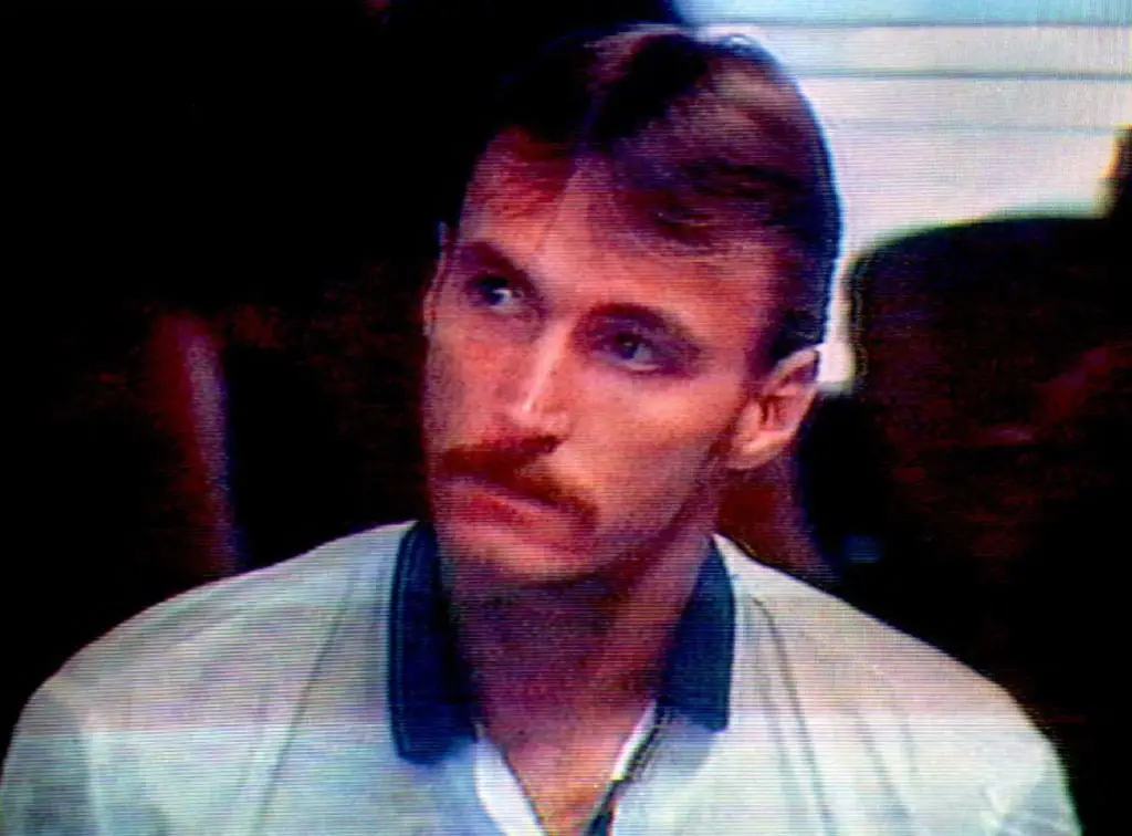 British-born convicted killer Nicholas Lee Ingram is shown on Atlanta TV station WSB just two days before being executed in 1995 (DAVID MURRAY JR/AFP via Getty Images)