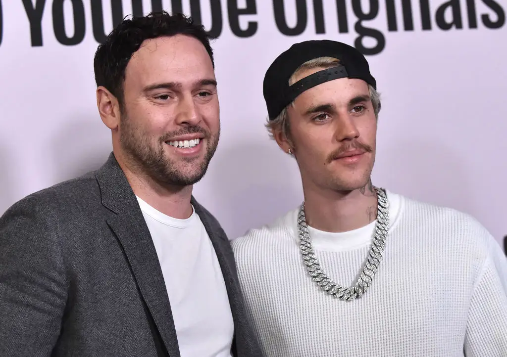 Justin Bieber and Scooter Braun went their separate ways in 2023 (LISA O'CONNOR/AFP via Getty Images)