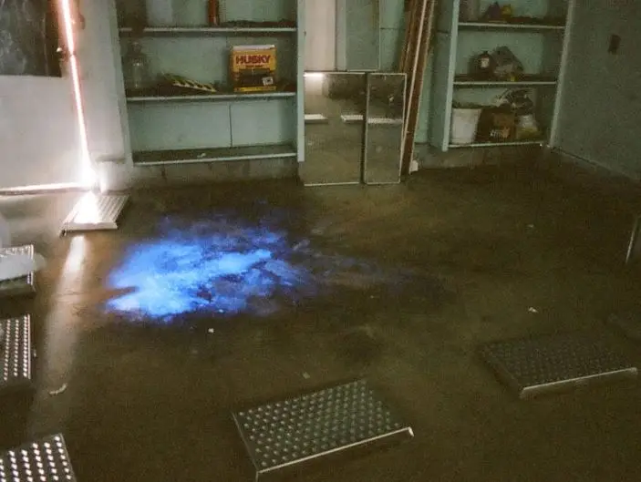 Police found blood all over the garage.