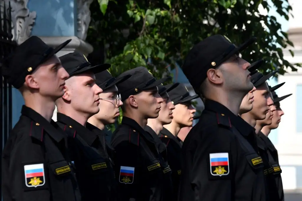 New recruits into Russia's army can be seen in cities including Saint Petersburg (Photo by OLGA MALTSEVA/AFP via Getty Images)