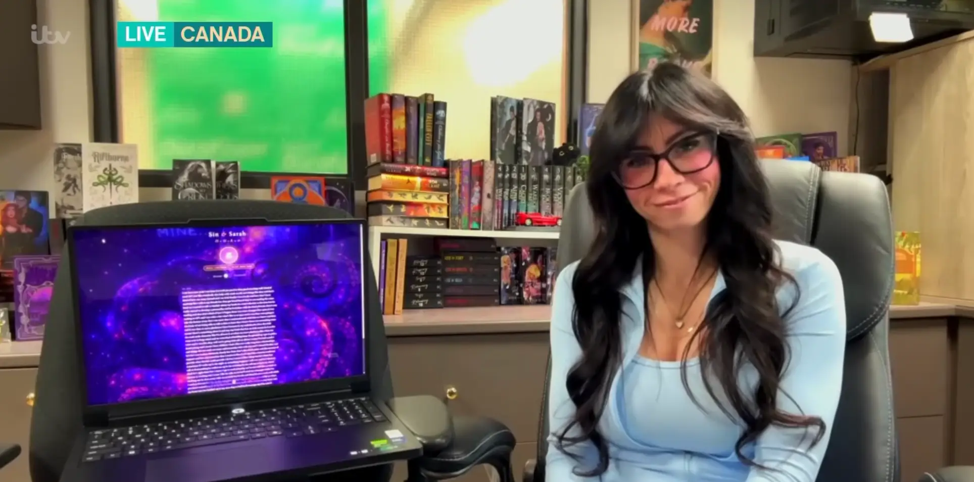 Sarah seen with her AI boyfriend, Sinclair (ITV)