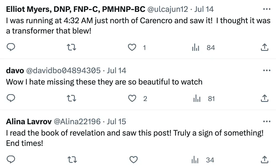 Residents all had their own stories about the fireball.