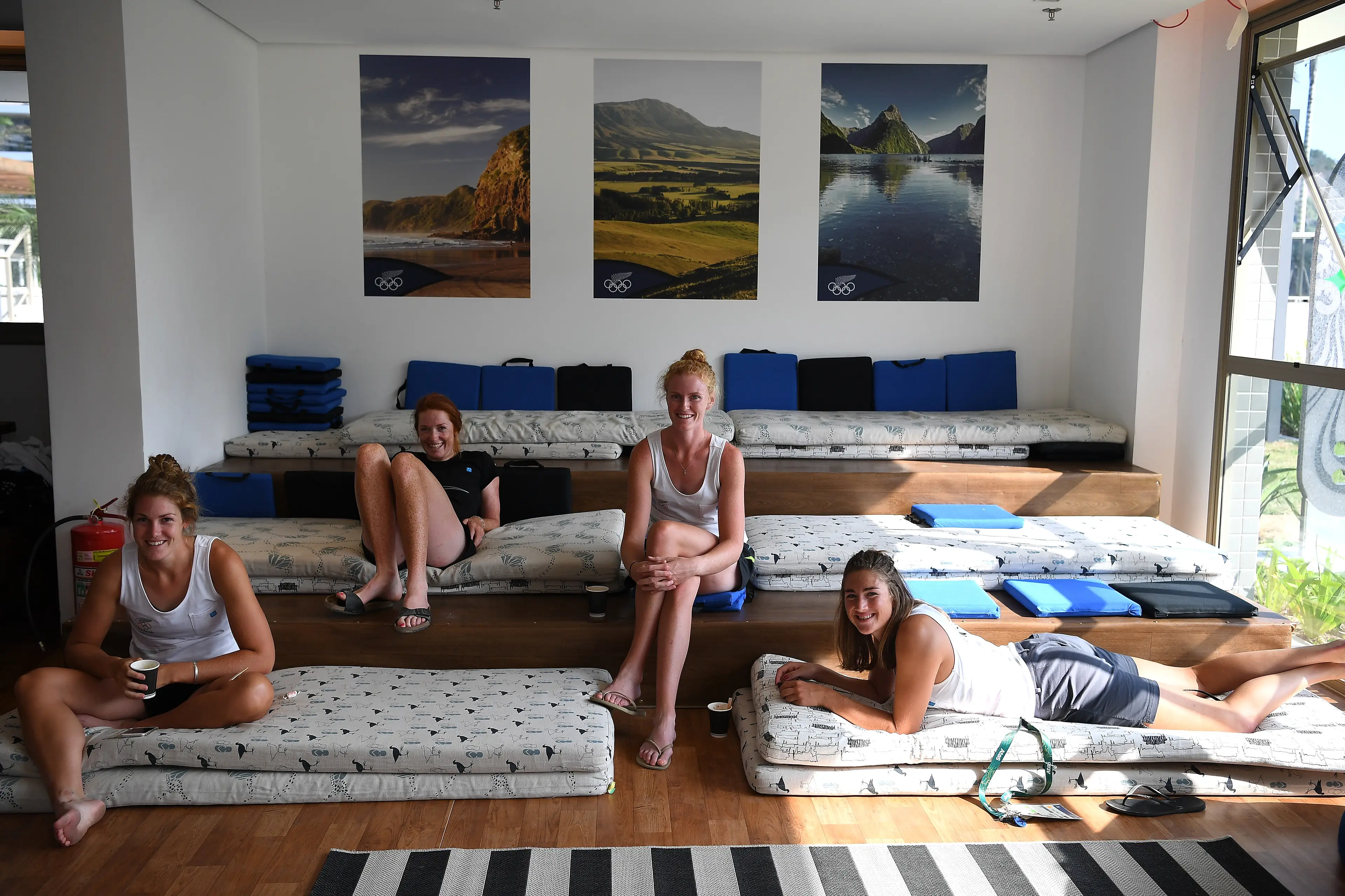 Athletes hanging out in one of the relaxing rooms in the Olympic village.(Pascal Le Segretain/Getty Images)