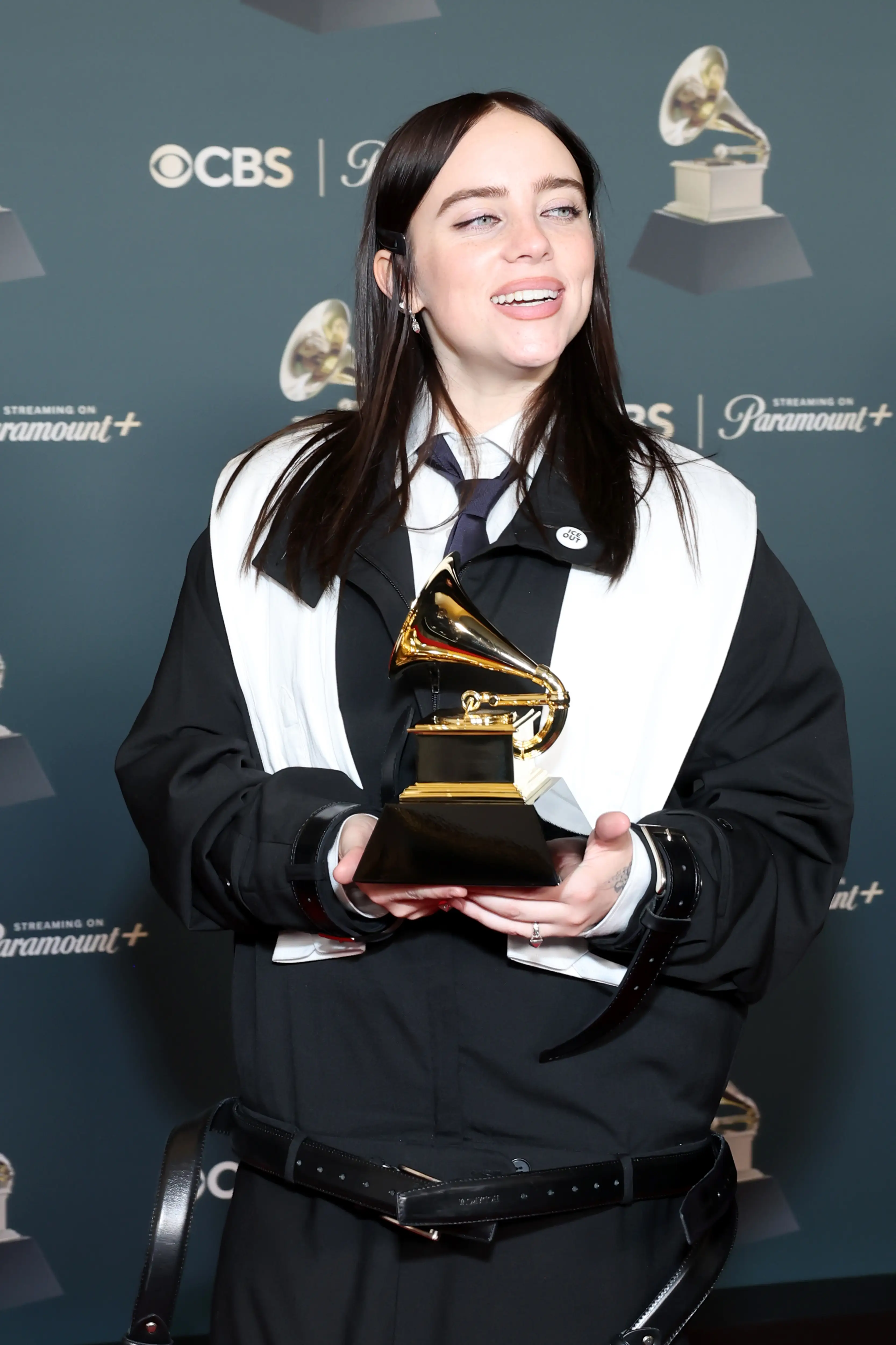 Billie Eilish spoke out against ICE in her Grammys acceptance speech (Leon Bennett/Getty Images for The Recording Academy)