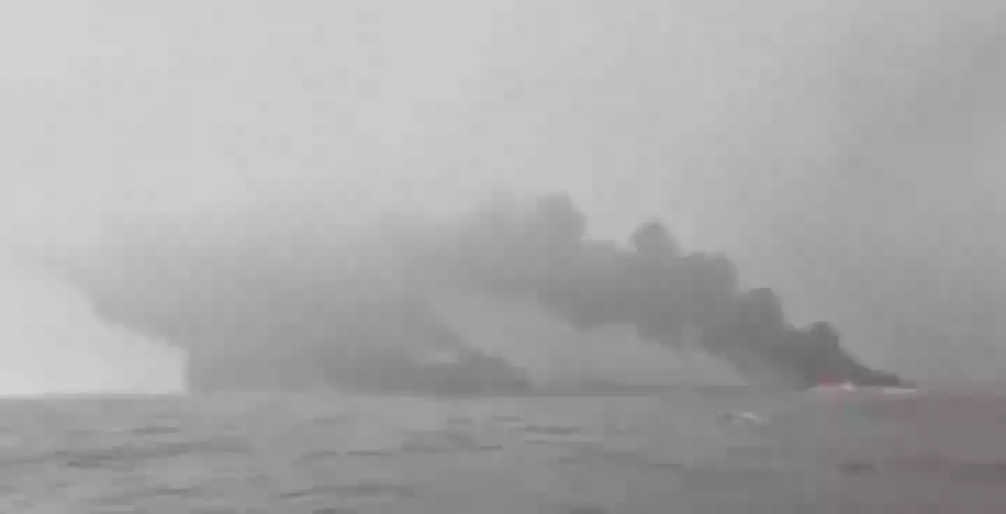 Crews abandoned the vessels after there was a 'massive fireball' (Twitter/@TheSecretFF999)