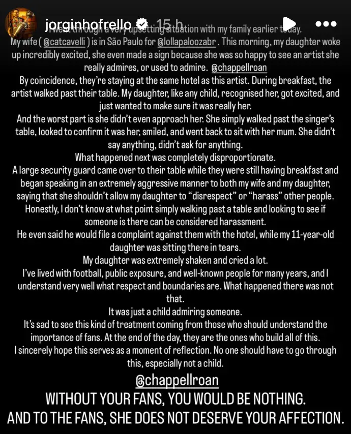 Jorginho shared a statement online (Instagram/@jorginhofrello)