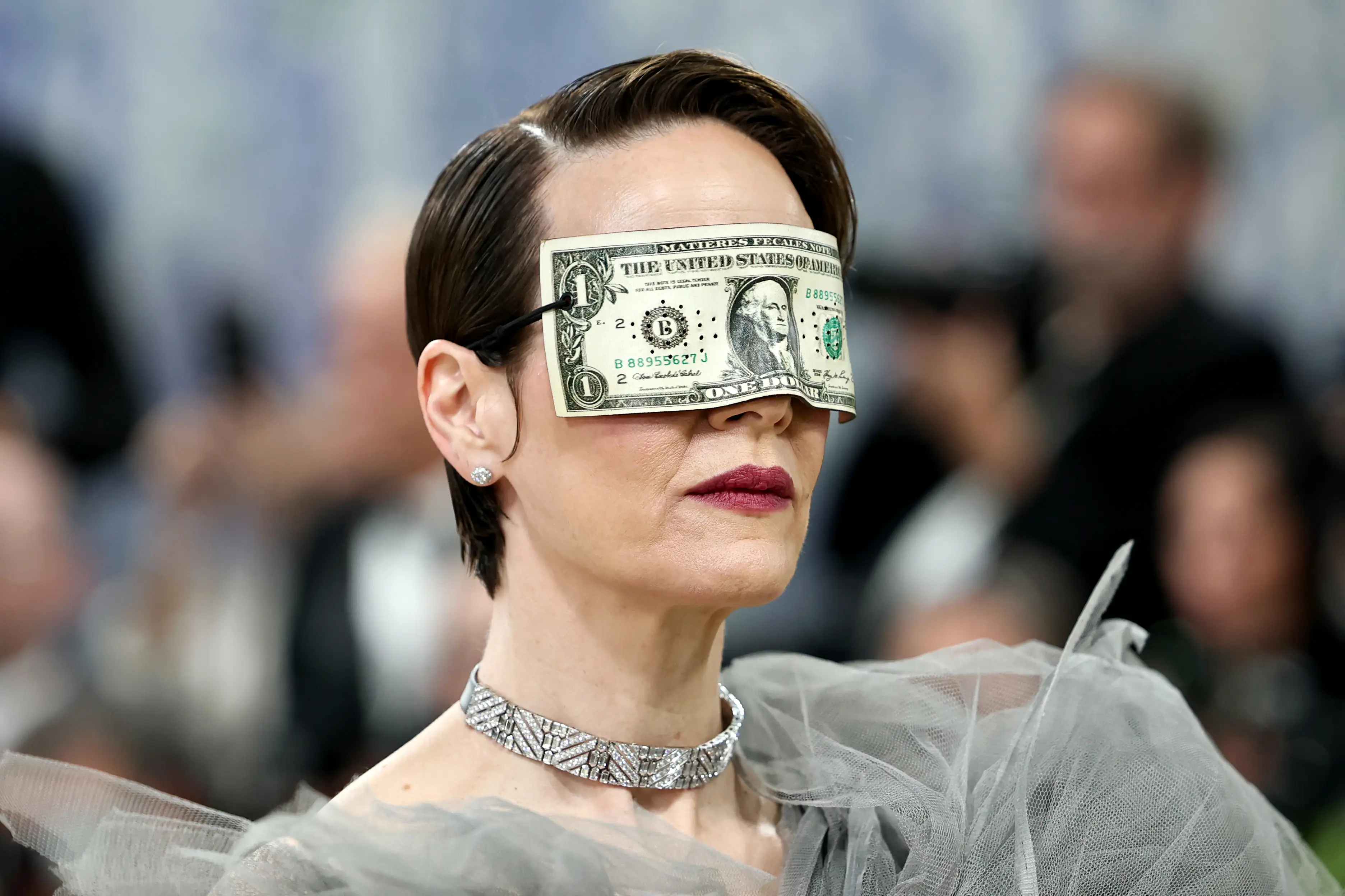 The actress wore a provocative blindfold at the Met (Jamie McCarthy/Getty Images)
