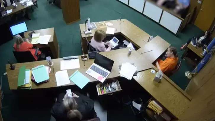 Judge Soderstrom was seen sending messages and at one point, searching for a GIF.