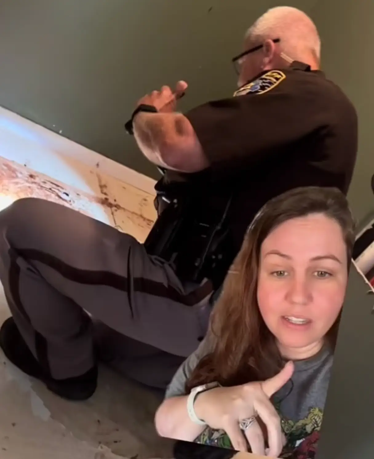 Whilst the police had no reports of suspicious activity at the address, they did do further testing on the stain. (Tiktok/@chickennuggetlife8806)