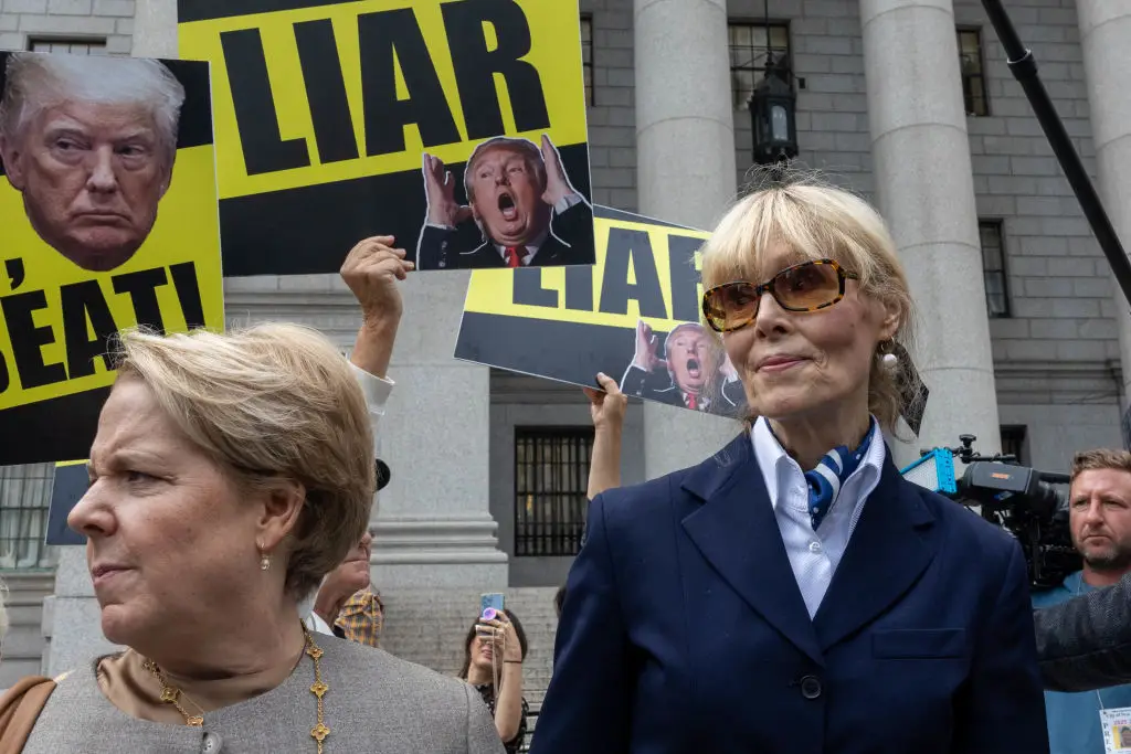 E. Jean Carroll outside the court at an appeal hearing over the defamation verdict (Alex Kent/Getty Images)