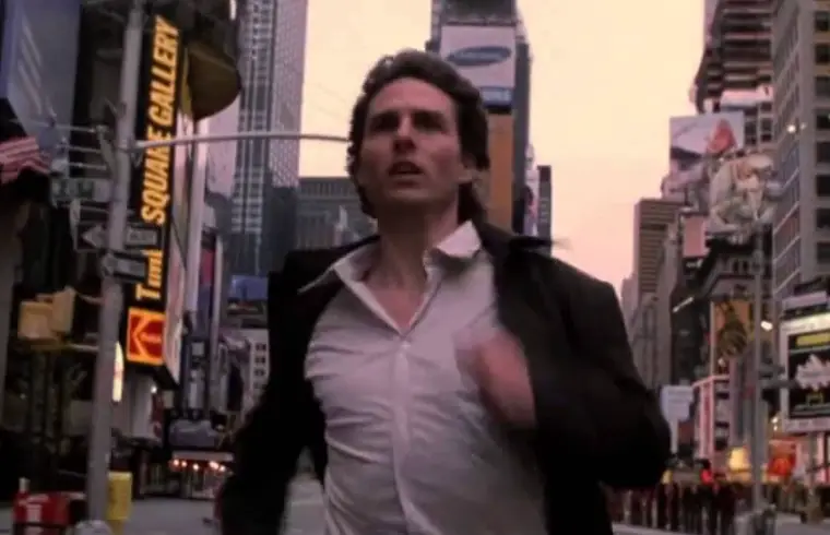 The scene sees Cruise run through Times Square (Paramount Pictures) 