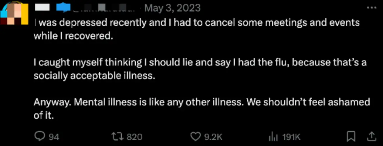 It may be 2024, but mental health still isn't always as readily accepted as a reason for a 'sick day' as physical ailments are (X) 
