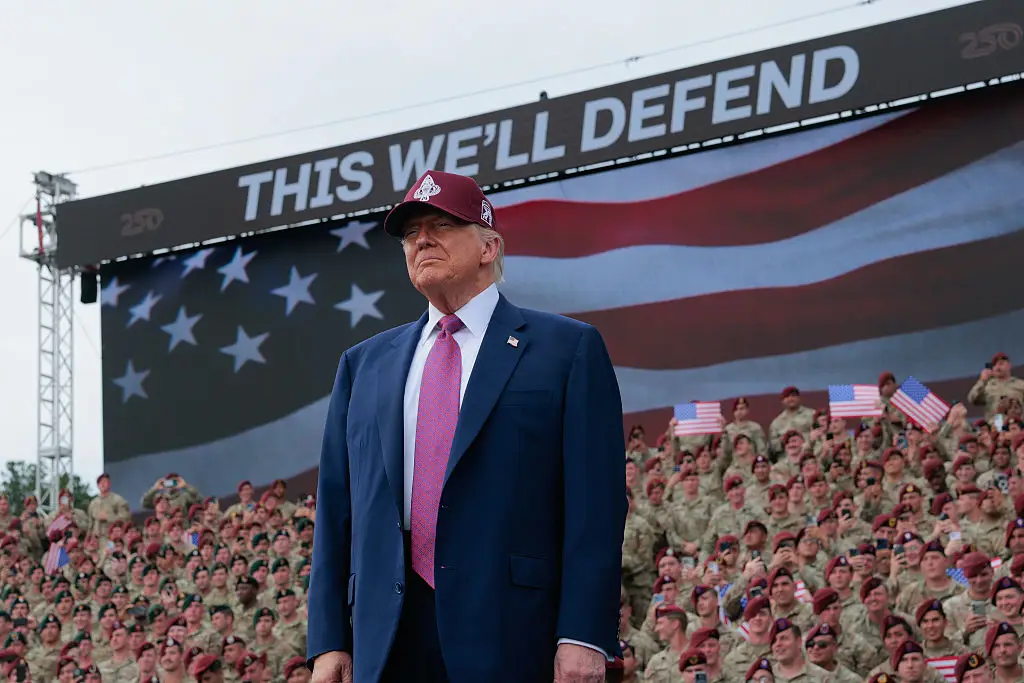 President Donald Trump, pictured on Tuesday in front of the US military at Fort Bragg, has warned Iran that it should sign a nuclear deal (Anna Moneymaker/Getty Images)