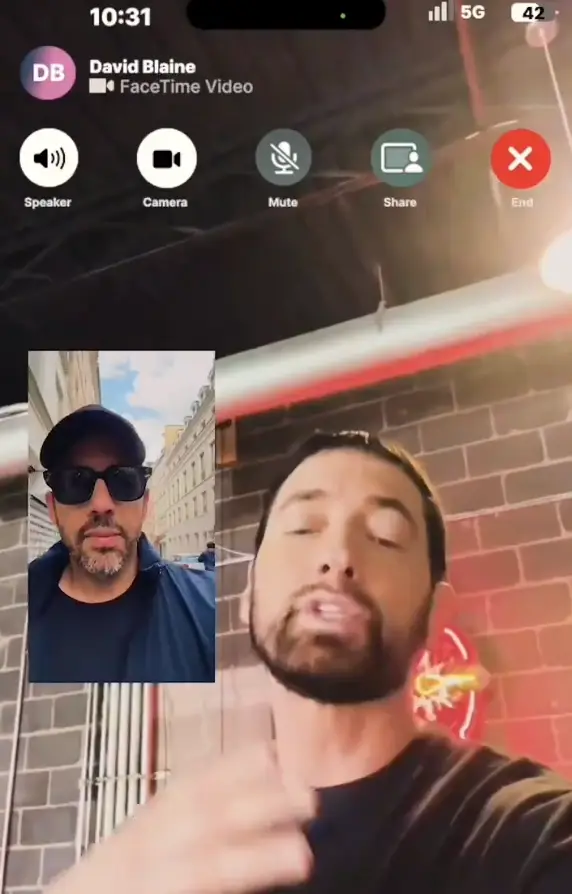Eminem shared a video of him on FaceTime with David Blaine. (X/@Eminem) 