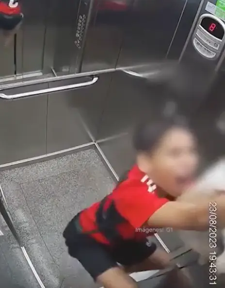 The kid managed to free the dog.