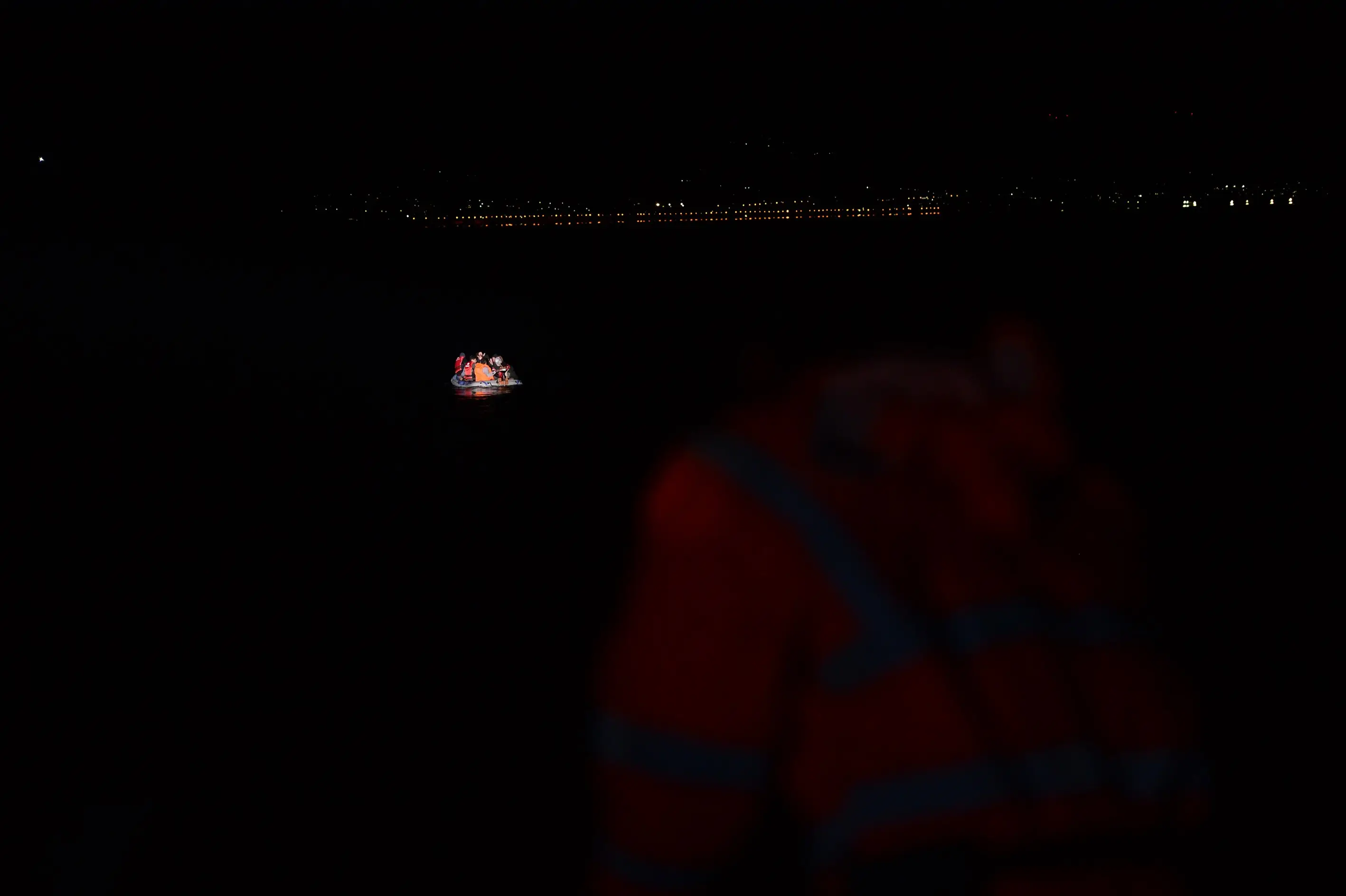 A migrant boat off the coast of Turkey.