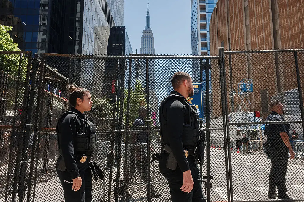 There is a large security presence outside MSG ahead of the Finals game. (Adam Gray/Getty Images)