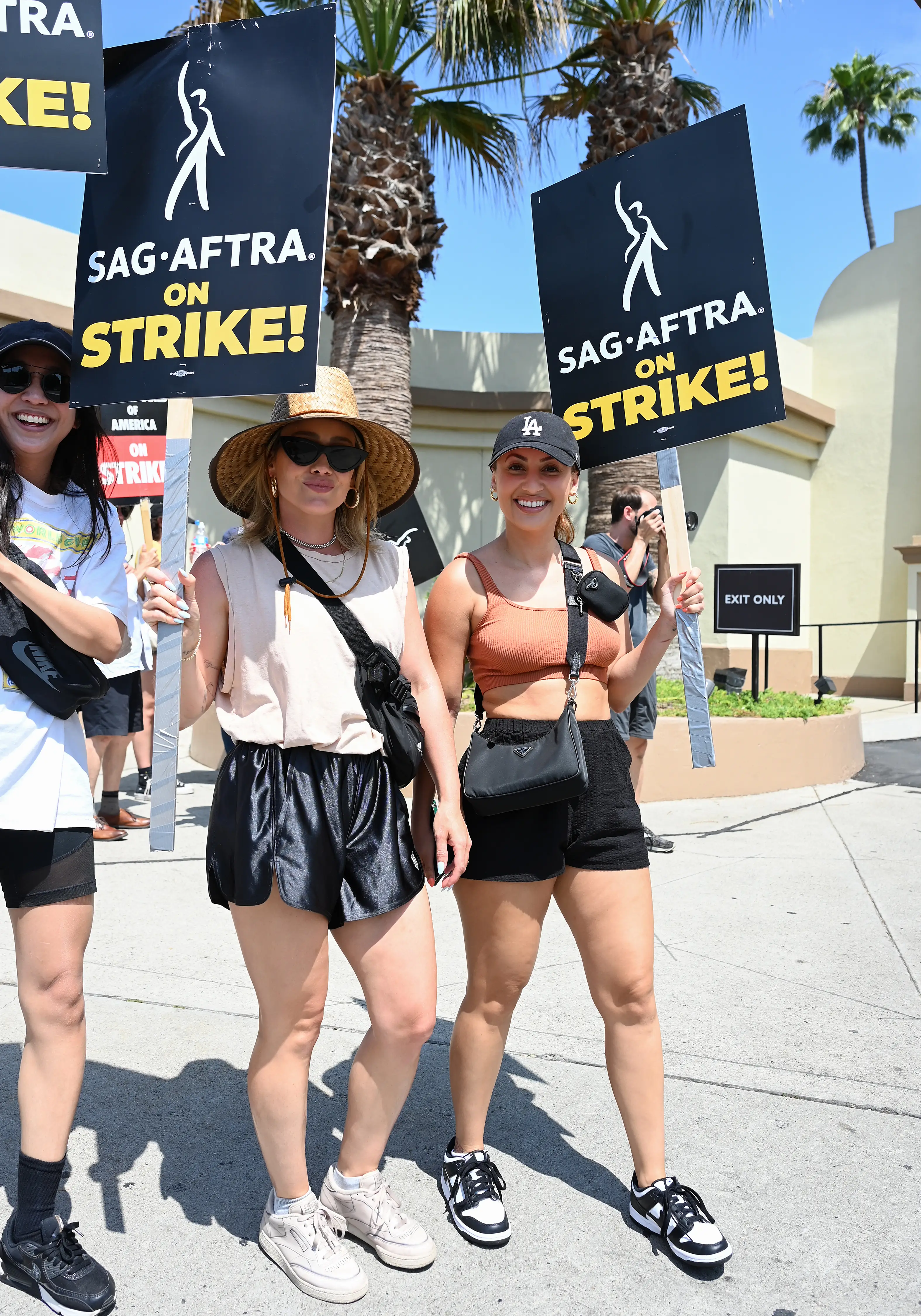 Hilary Duff and co-star Francia Raisa during the SAG-AFTRA strikes.