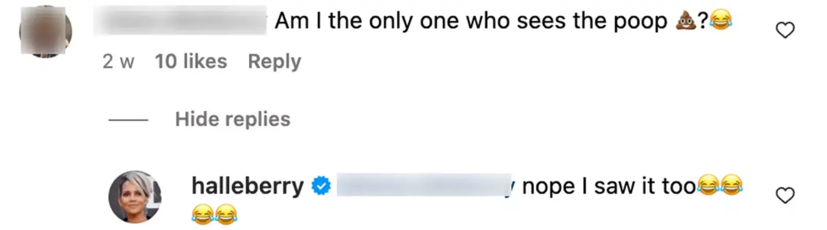 The actress didn't deny that it was poo in the picture.