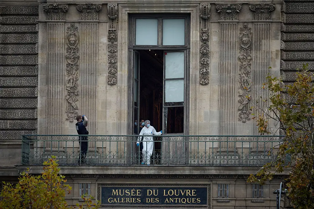 The theft follows a heist at the Louvre in which thieves used a stolen mechanical lift to steal an estimated €88 million in jewelry. (Photo by Kiran Ridley/Getty Images)