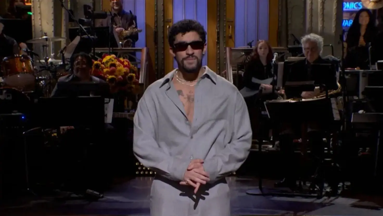 Bad Bunny addressed backlash to his Super Bowl booking on Saturday Night Live (NBC)