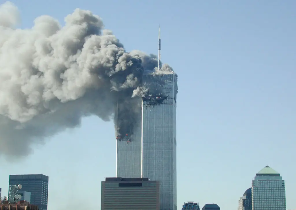 The Twin Towers were struck by two planes on September 11, 2001 (Fabina Sbina/ Hugh Zareasky/Getty Images)
