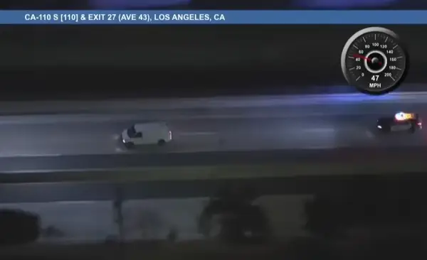 The helicopter cam captured the van appearing to travel at speed in a bid to get away from the cops (KLTA 5)