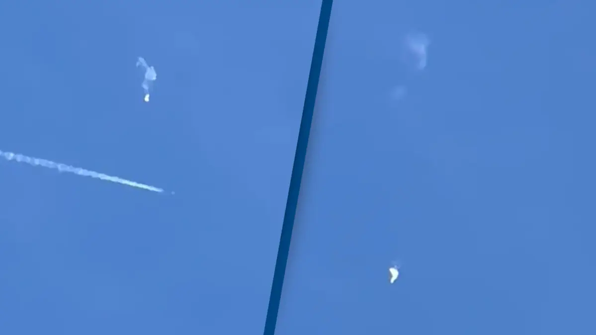 Video shows moment Chinese 'spy' balloon is shot down