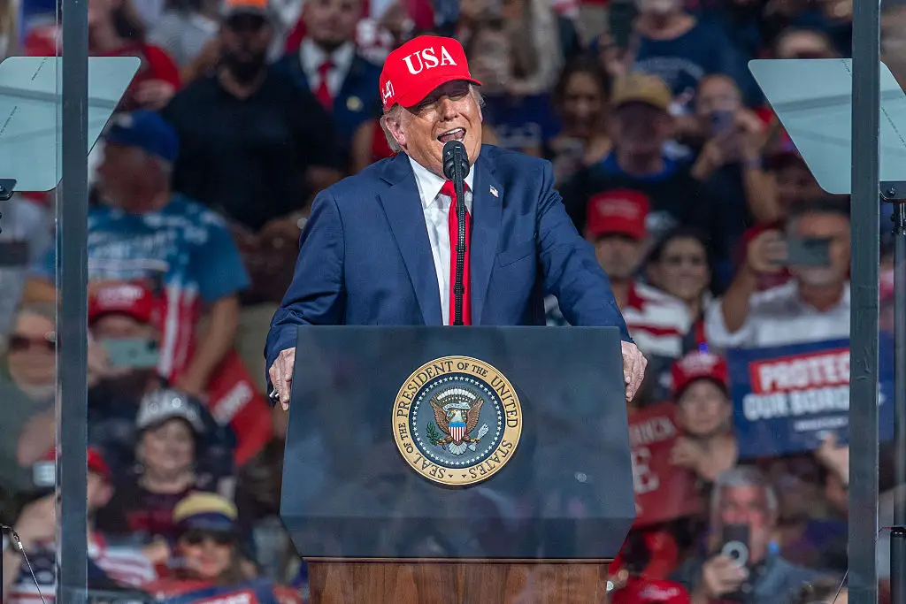 An Economist and YouGov poll found 61% of likely voters said Trump would not follow through on the $5,000 pledge, compared with 21% who said he would. (Grant Baldwin/Bloomberg via Getty Images)