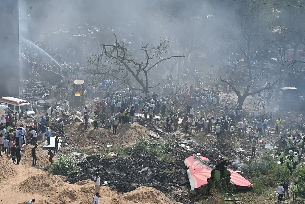 A view of the site where the Air India plane crashed (Stringer/Anadolu via Getty Images)
