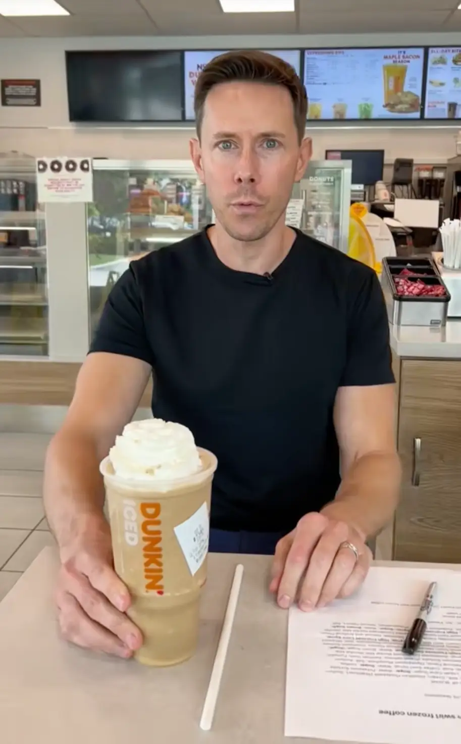 A TikToker revealed the apparent sugar content in a new Dunkin' Donuts drink.