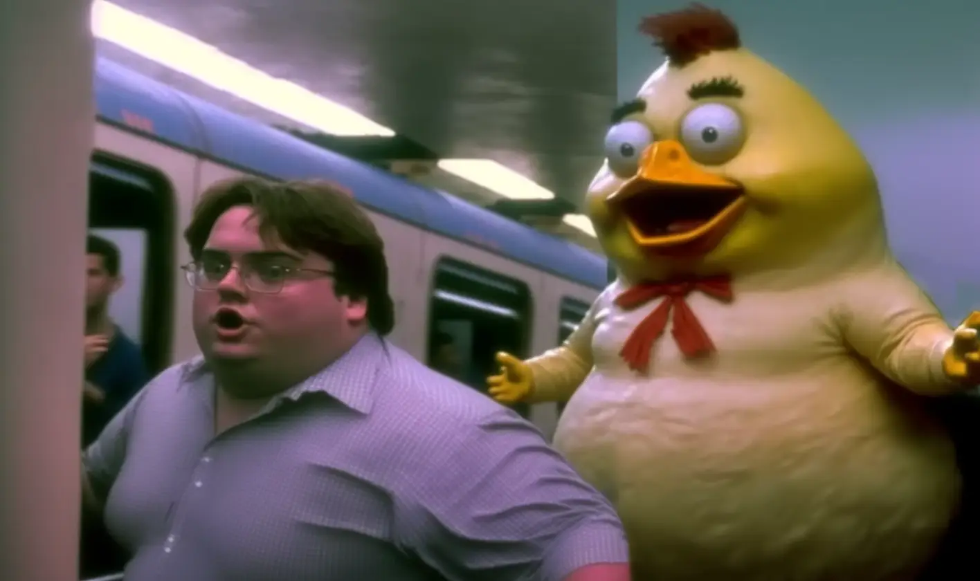 Peter with Ernie the Chicken.