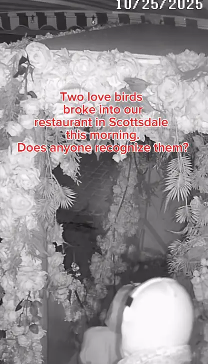 The pair appeared to share an intimate moment in the restaurant's rose-filled patio (Instagram/moncherirestaurants)