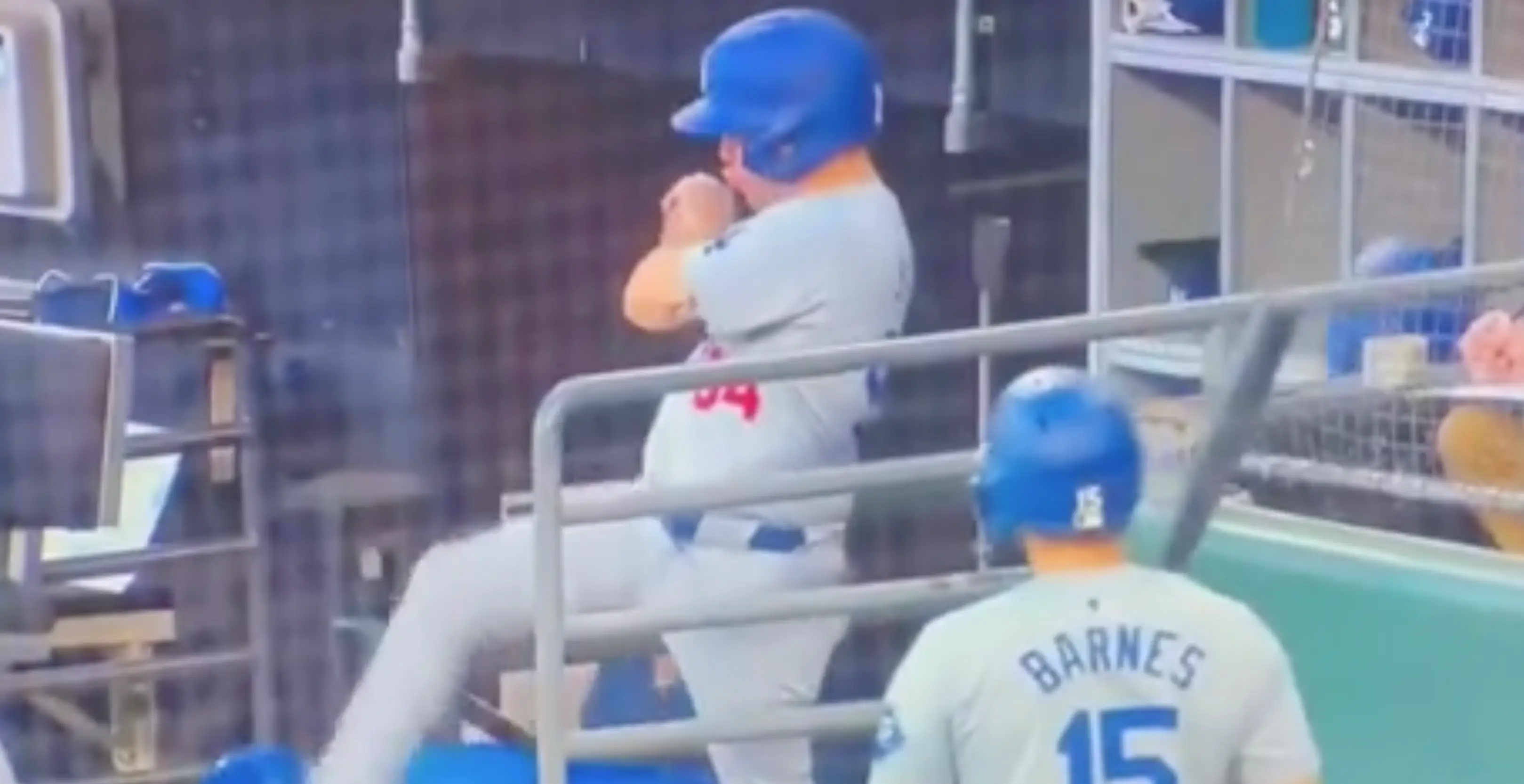 Bat boy Javier Herrera was as cool as possible catching the baseball with his bare hands. (ABC7)