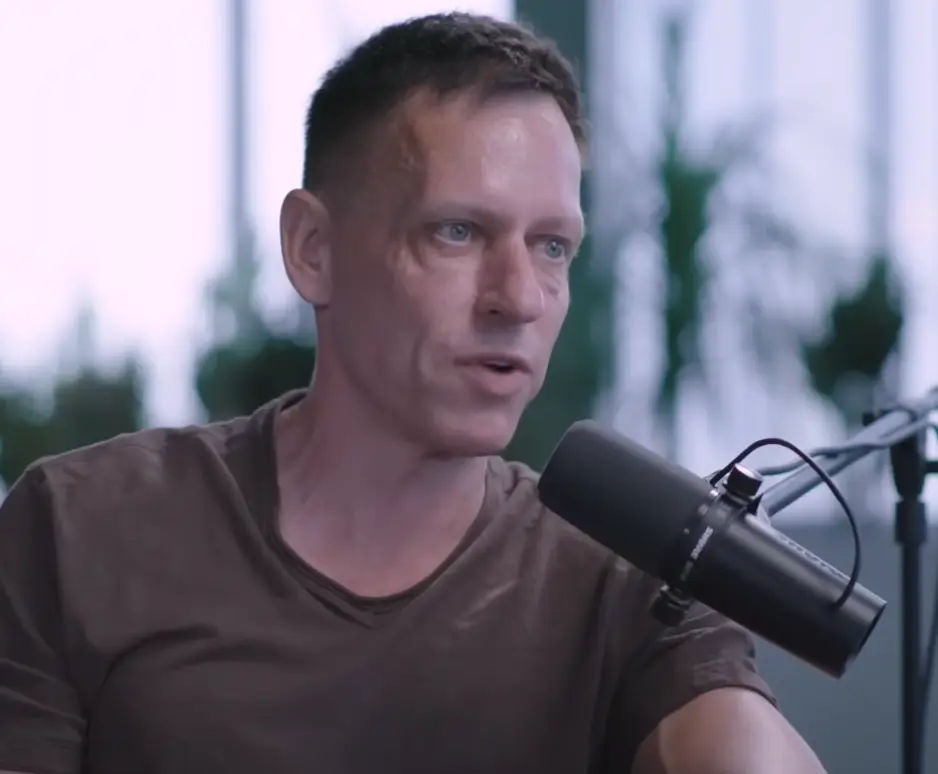 Thiel kind of hesitated when giving an answer (Interesting Times with Ross Douthat)