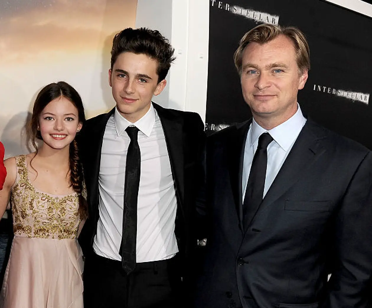 Chalamet pictured with Interstellar co-star Mackenzie Foy and the movie's director, Christopher Nolan (Kevin Winter/Getty Images)