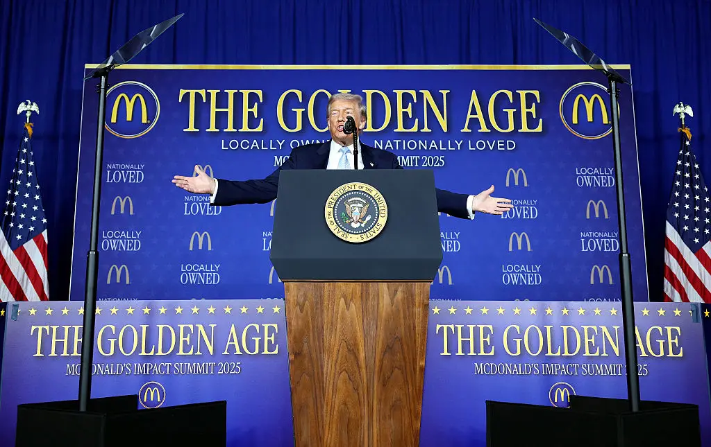 Trump praised the franchise for its affordability and place in the economy (Win McNamee/Getty Images)