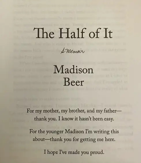 She dedicated the book to her family and younger self.