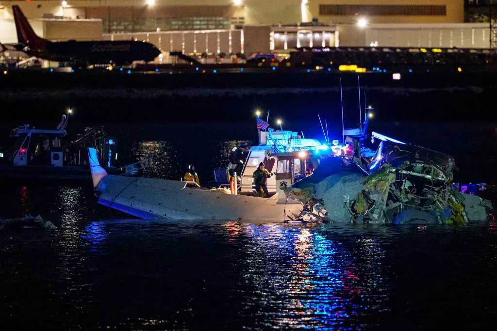 An American Airlines plane crashed into a river after colliding with a helicopter (Andrew Harnik/Getty Images)