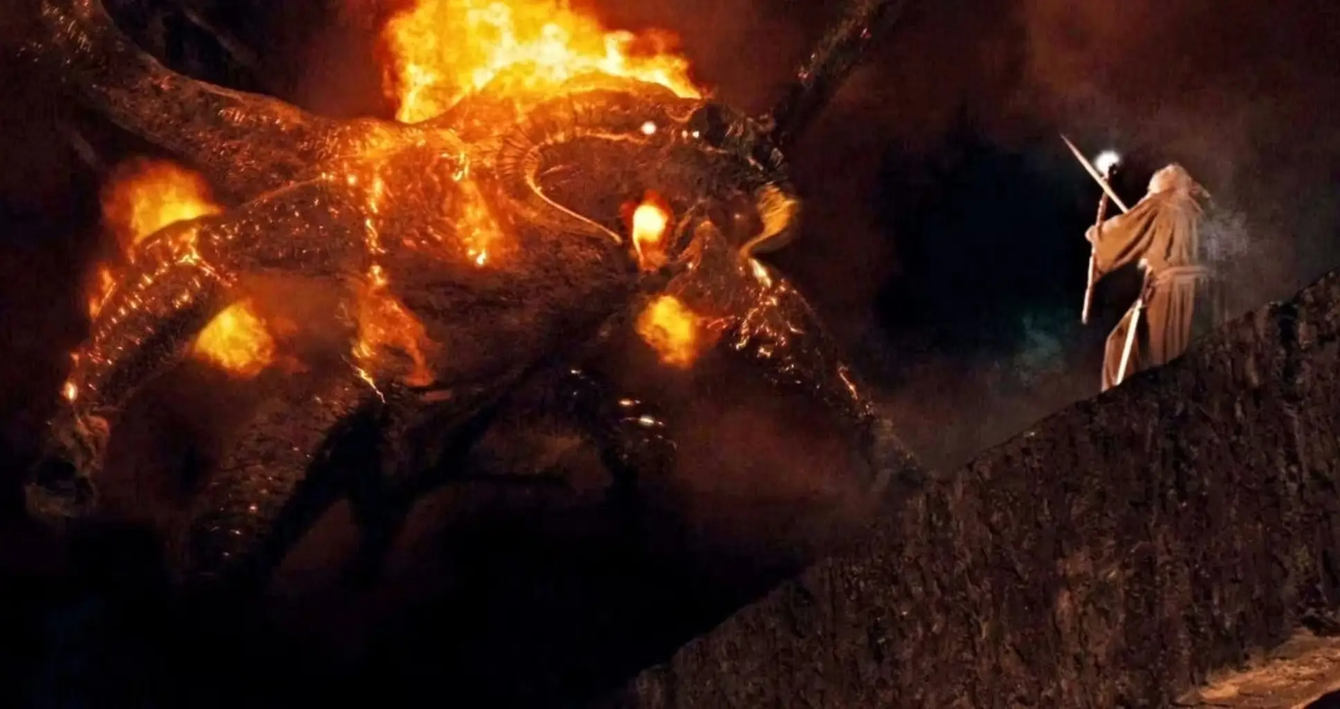 Gandalf takes on the Balrog.