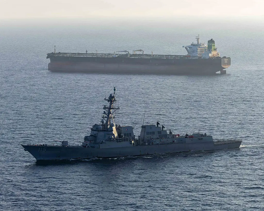 The USS Rafael Peralta (DDG 115) is patrolling the Strait of Hormuz (U.S. Navy via Getty Images)