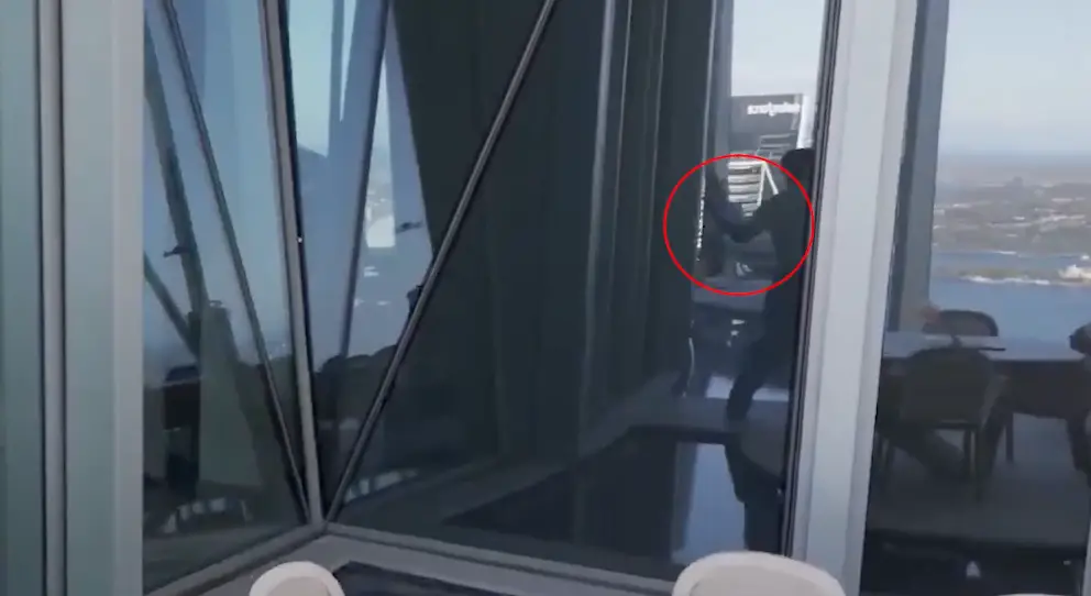 Some said the drone operator's reflection was seen in the window (@MicTees/Twitter)