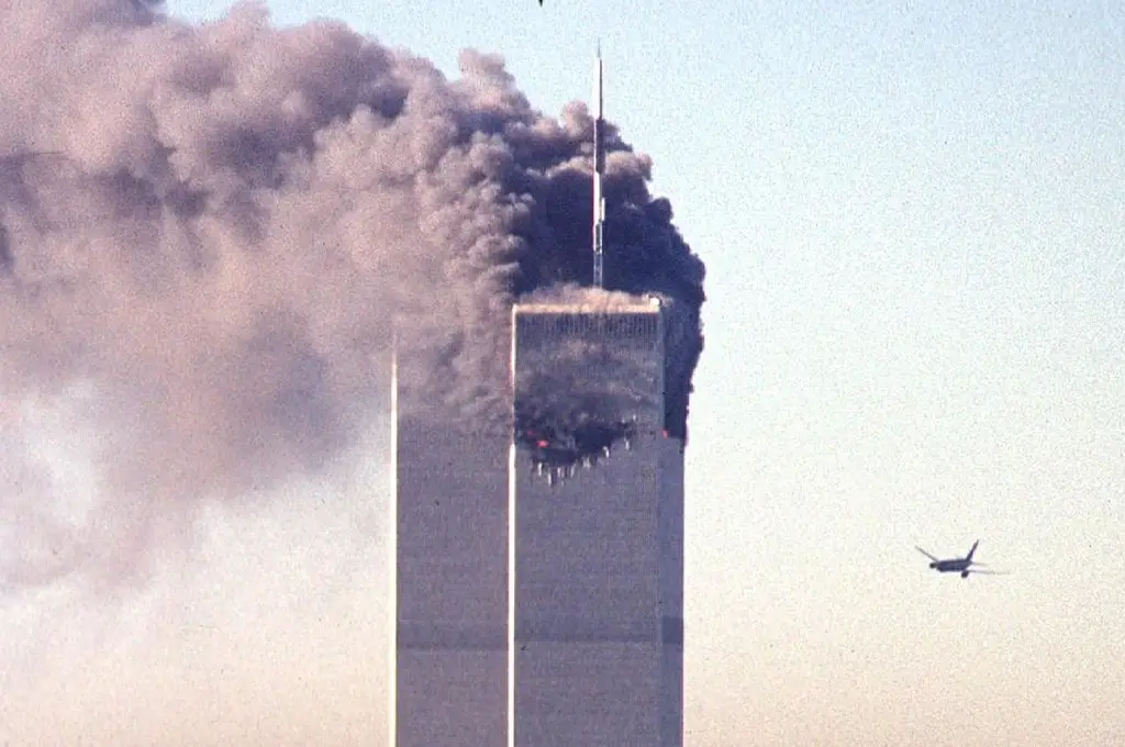 The Twin Towers of the World Trade Center were struck by two hijacked passenger planes on September 11, 2001. (Photo by SETH MCALLISTER/AFP via Getty Images)