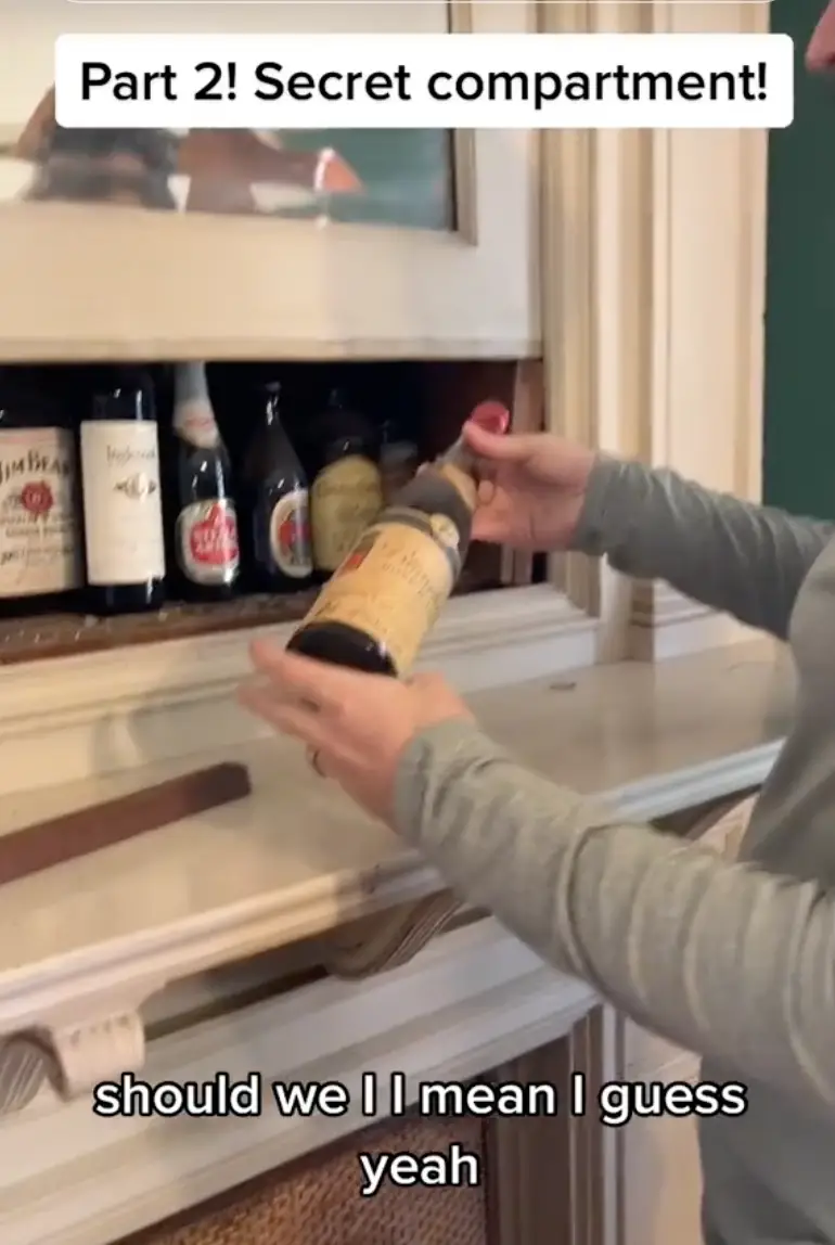 Courtney and Matt found a secret drinks cabinet.