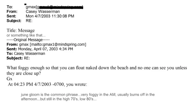 Wasserman and Maxwell exchanged flirtatious messages (DoJ)