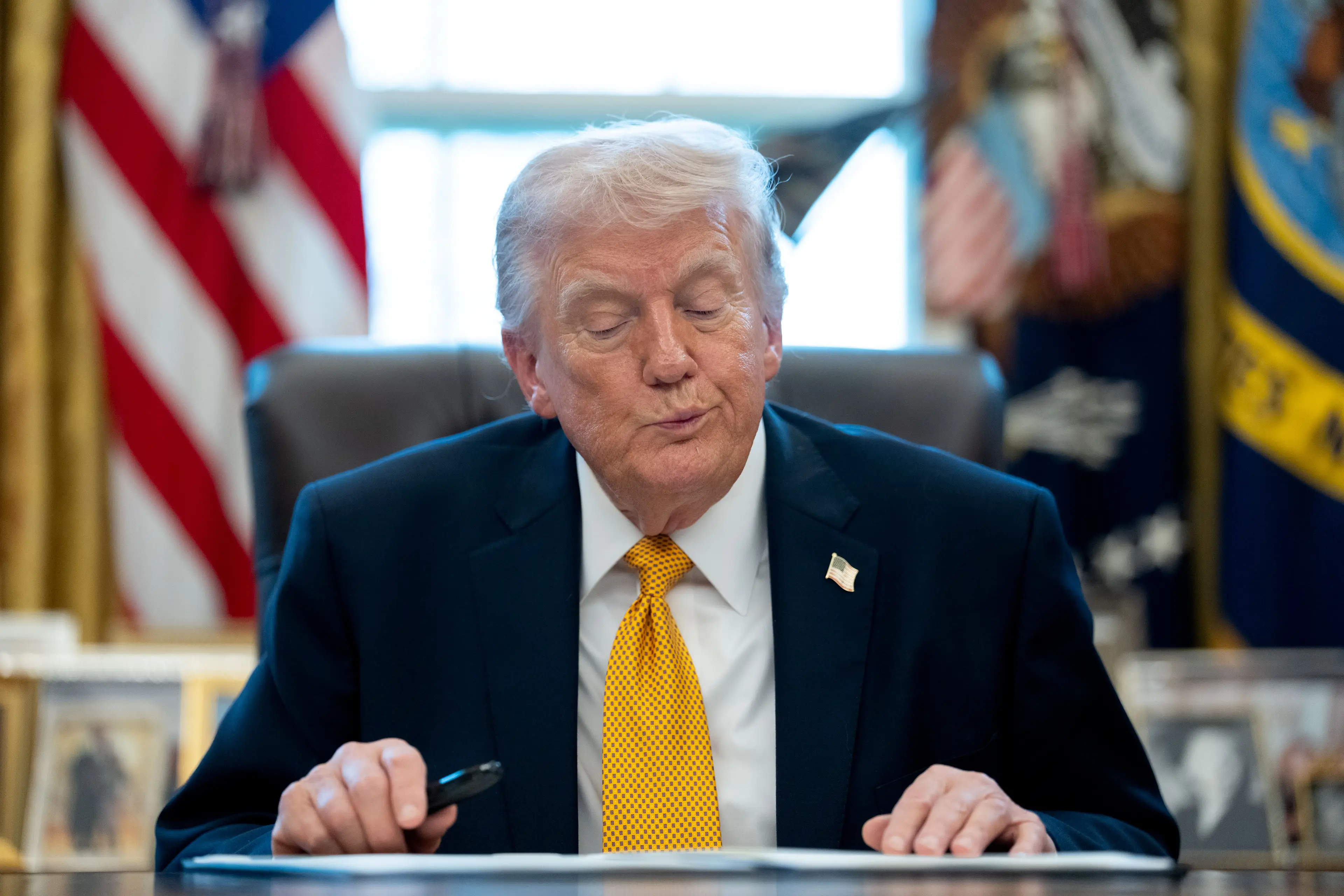 Trump has dropped in the polls on issues he was strong on (Aaron Schwartz/UPI/Bloomberg via Getty Images)