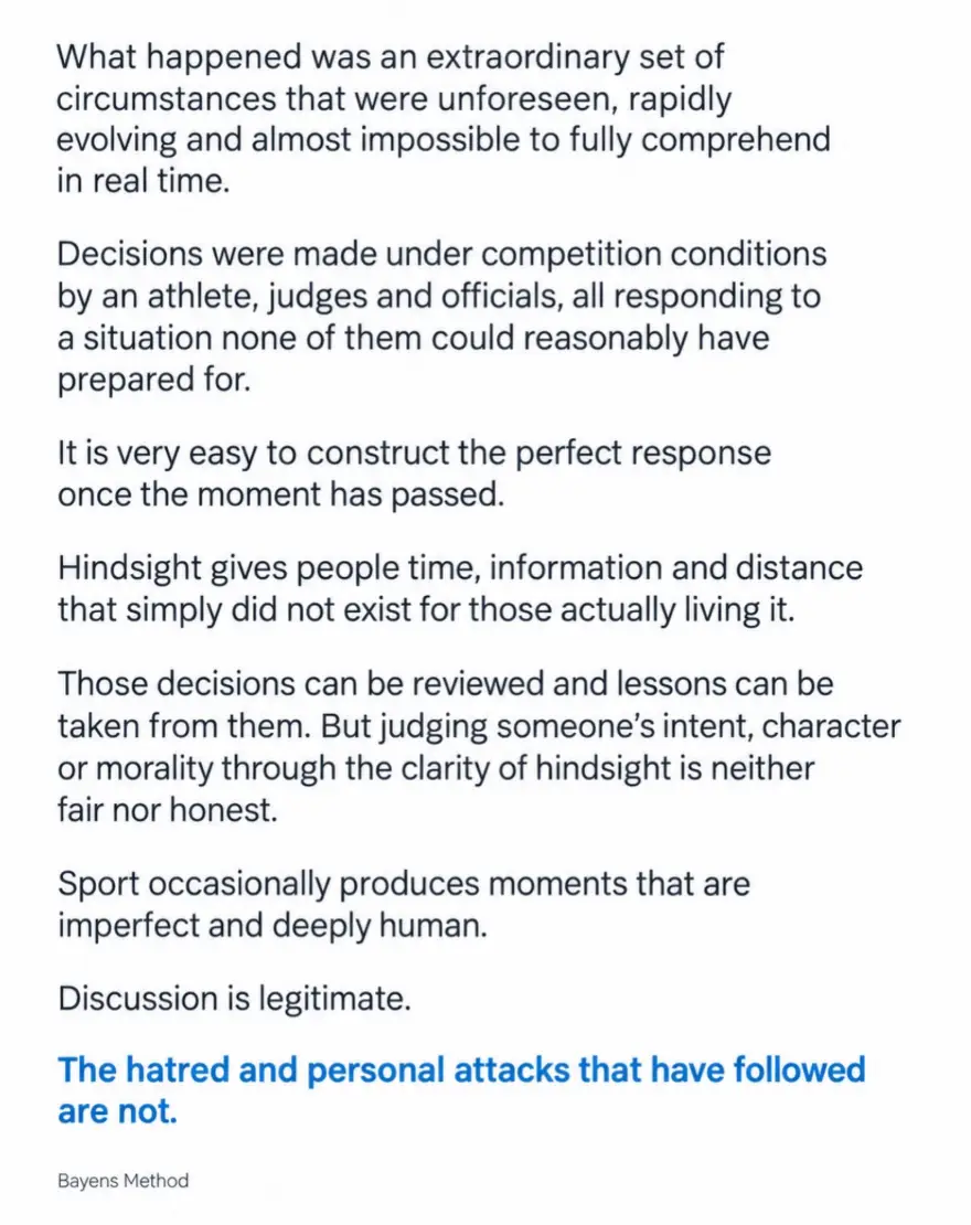 Wietrzyk's team has addressed the explosive incident (thebayensmethod/Instagram)