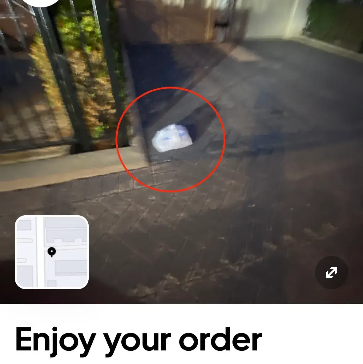 While there was a bit of a back and forth between driver and customer, Pope received a text message that the Uber Eats employee had somehow made it to the property.