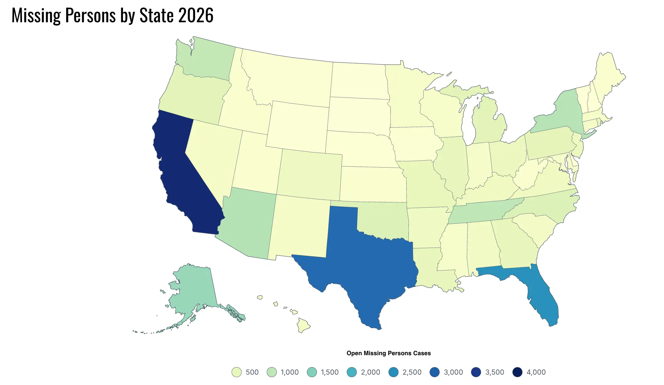 The map demonstrates where the most missing people are (World Population Review)