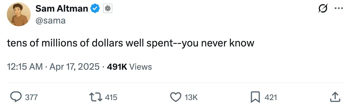 Altman doesn't necessarily think it's a bad thing (sama/X)